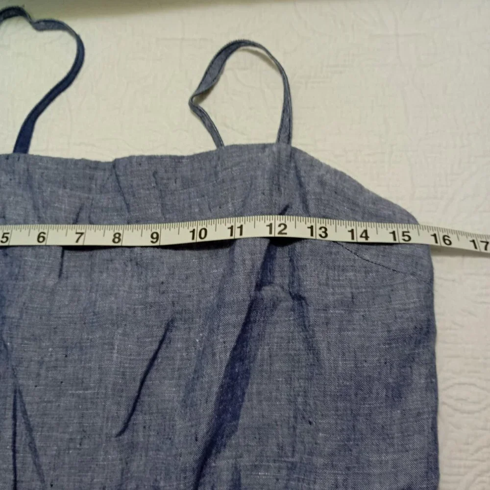 Cynthia Rowley Romper Blue 100% Linen Womens Adjustable Straps Size 6 - Picture 9 of 9